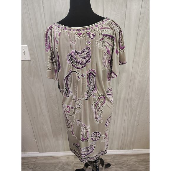 Alfani Paisley Sparkle Tunic Mini-dress XL Purple Tan NWT Boho Party Festival - Picture 3 of 11